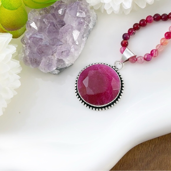 Ruby Pendant Jewelry Set Lot Southwest Boho Sterling Silver 925 Overlay New - Picture 3 of 8